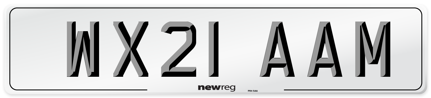 WX21 AAM Number Plate from New Reg
